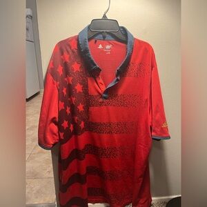 Adidas Red and Blue Men's Polo Shirt